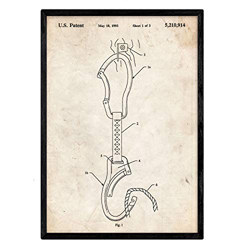 Poster con patente de Mosqueton escalada. Lámina con diseño de patente antigua.-Artwork-Nacnic-Nacnic Estudio SL
