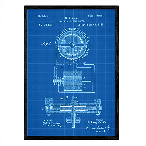 Poster con patente de Motor magnetico. Lámina con diseño de patente antigua-Artwork-Nacnic-Nacnic Estudio SL