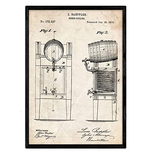Poster con patente de Nevera cerveza. Lámina con diseño de patente antigua.-Artwork-Nacnic-Nacnic Estudio SL