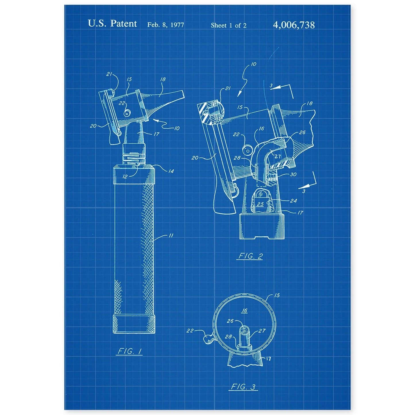Poster con patente de Otoscopio. Lámina con diseño de patente antigua-Artwork-Nacnic-A4-Sin marco-Nacnic Estudio SL