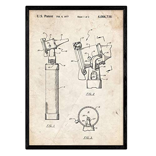 Poster con patente de Otoscopio. Lámina con diseño de patente antigua.-Artwork-Nacnic-Nacnic Estudio SL