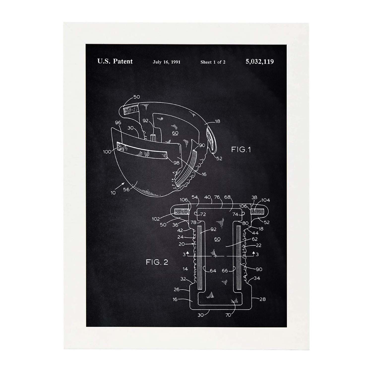 Poster con patente de Pañal. Lámina con diseño de patente antigua-Artwork-Nacnic-A3-Marco Blanco-Nacnic Estudio SL