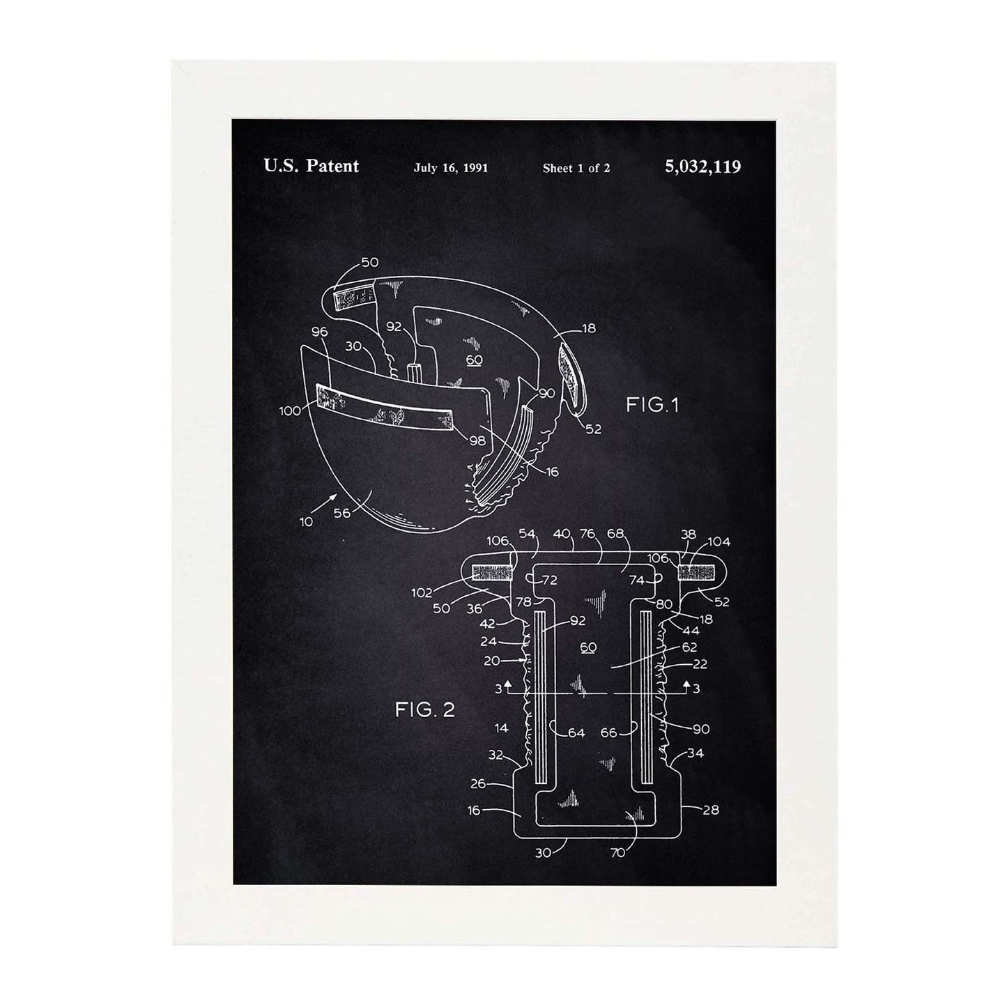 Poster con patente de Pañal. Lámina con diseño de patente antigua-Artwork-Nacnic-A4-Marco Blanco-Nacnic Estudio SL