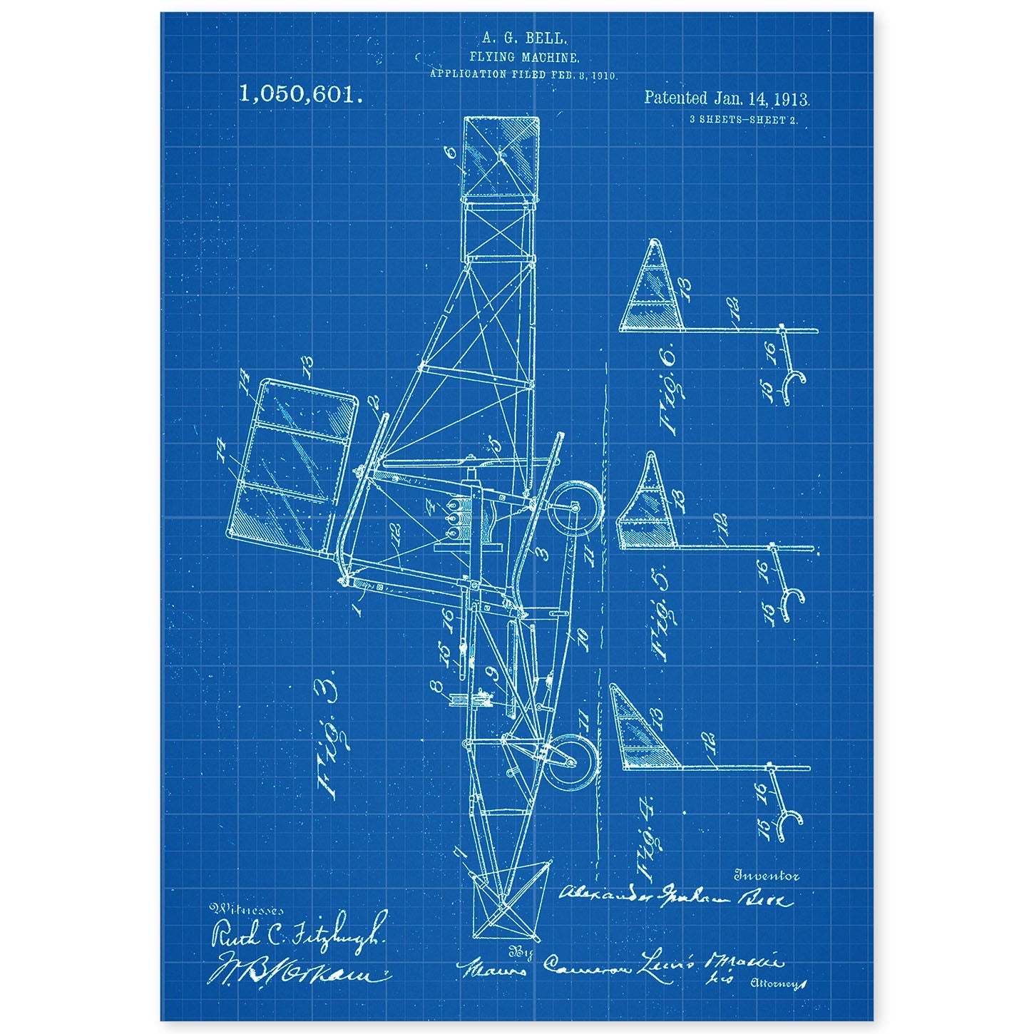 Poster con patente de Parte de helicoptero 2. Lámina con diseño de patente antigua-Artwork-Nacnic-A4-Sin marco-Nacnic Estudio SL