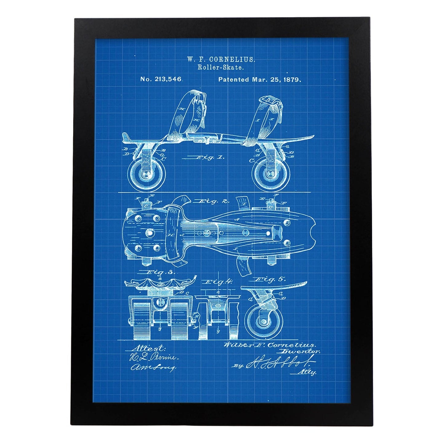 Poster con patente de Patin. Lámina con diseño de patente antigua-Artwork-Nacnic-A3-Marco Negro-Nacnic Estudio SL