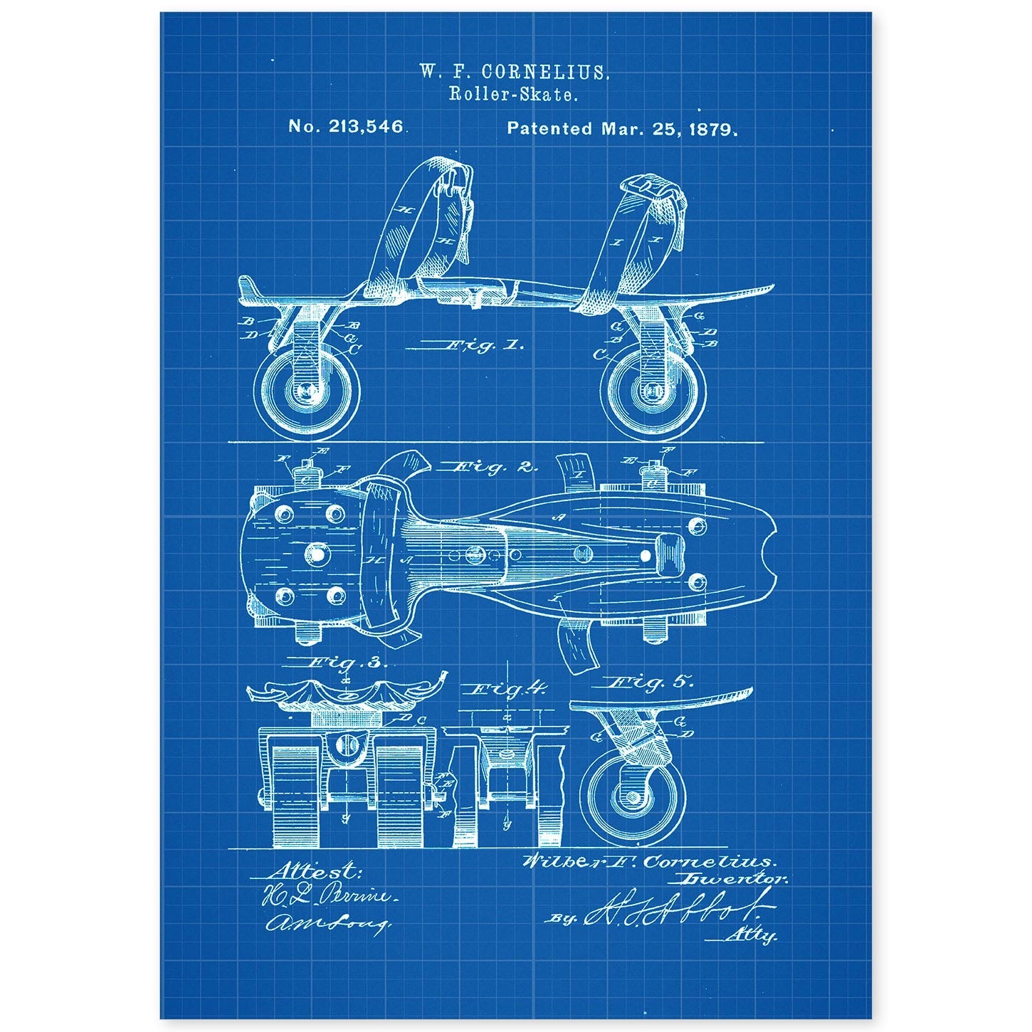 Poster con patente de Patin. Lámina con diseño de patente antigua-Artwork-Nacnic-A4-Sin marco-Nacnic Estudio SL