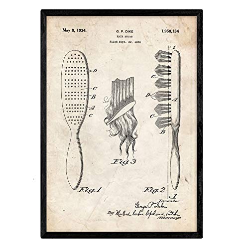 Poster con patente de Peine. Lámina con diseño de patente antigua.-Artwork-Nacnic-Nacnic Estudio SL