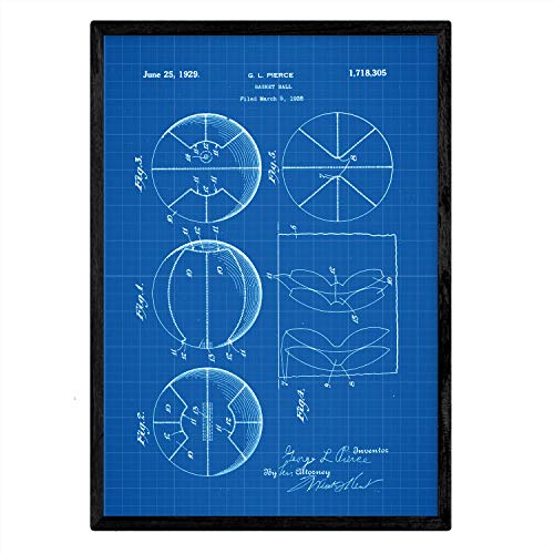 Poster con patente de Pelota baloncesto. Lámina con diseño de patente antigua-Artwork-Nacnic-Nacnic Estudio SL