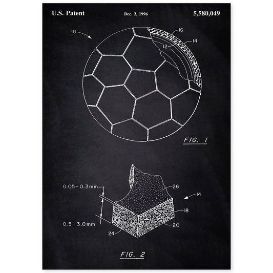 Poster con patente de Pelota de futbol. Lámina con diseño de patente antigua-Artwork-Nacnic-A4-Sin marco-Nacnic Estudio SL