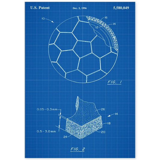 Poster con patente de Pelota de futbol. Lámina con diseño de patente antigua-Artwork-Nacnic-A4-Sin marco-Nacnic Estudio SL