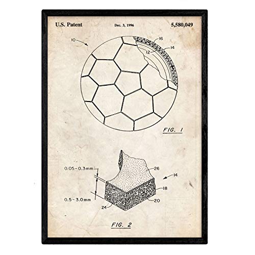 Poster con patente de Pelota de futbol. Lámina con diseño de patente antigua.-Artwork-Nacnic-Nacnic Estudio SL