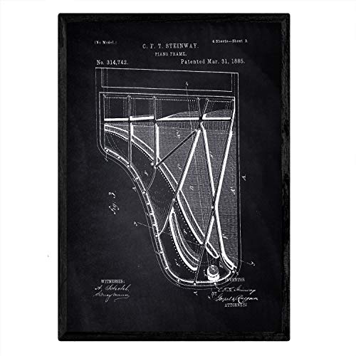 Poster con patente de Piano 2. Lámina con diseño de patente antigua-Artwork-Nacnic-Nacnic Estudio SL