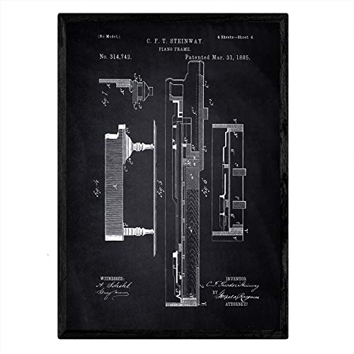 Poster con patente de Piano 3. Lámina con diseño de patente antigua-Artwork-Nacnic-Nacnic Estudio SL