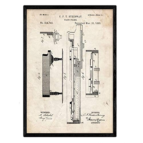 Poster con patente de Piano 3. Lámina con diseño de patente antigua.-Artwork-Nacnic-Nacnic Estudio SL