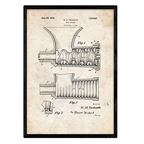 Poster con patente de Picadora de carne. Lámina con diseño de patente antigua.-Artwork-Nacnic-Nacnic Estudio SL