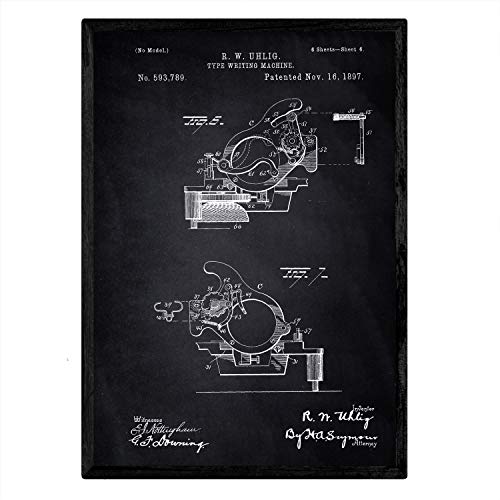 Poster con patente de Piezas maquina de escribir. Lámina con diseño de patente antigua-Artwork-Nacnic-Nacnic Estudio SL