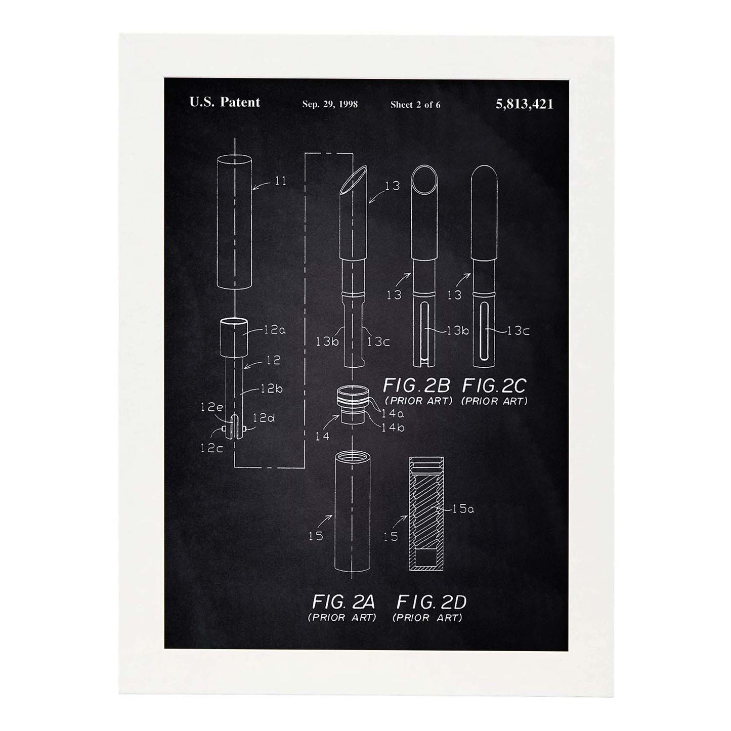 Poster con patente de Pintalabios 2. Lámina con diseño de patente antigua-Artwork-Nacnic-A3-Marco Blanco-Nacnic Estudio SL