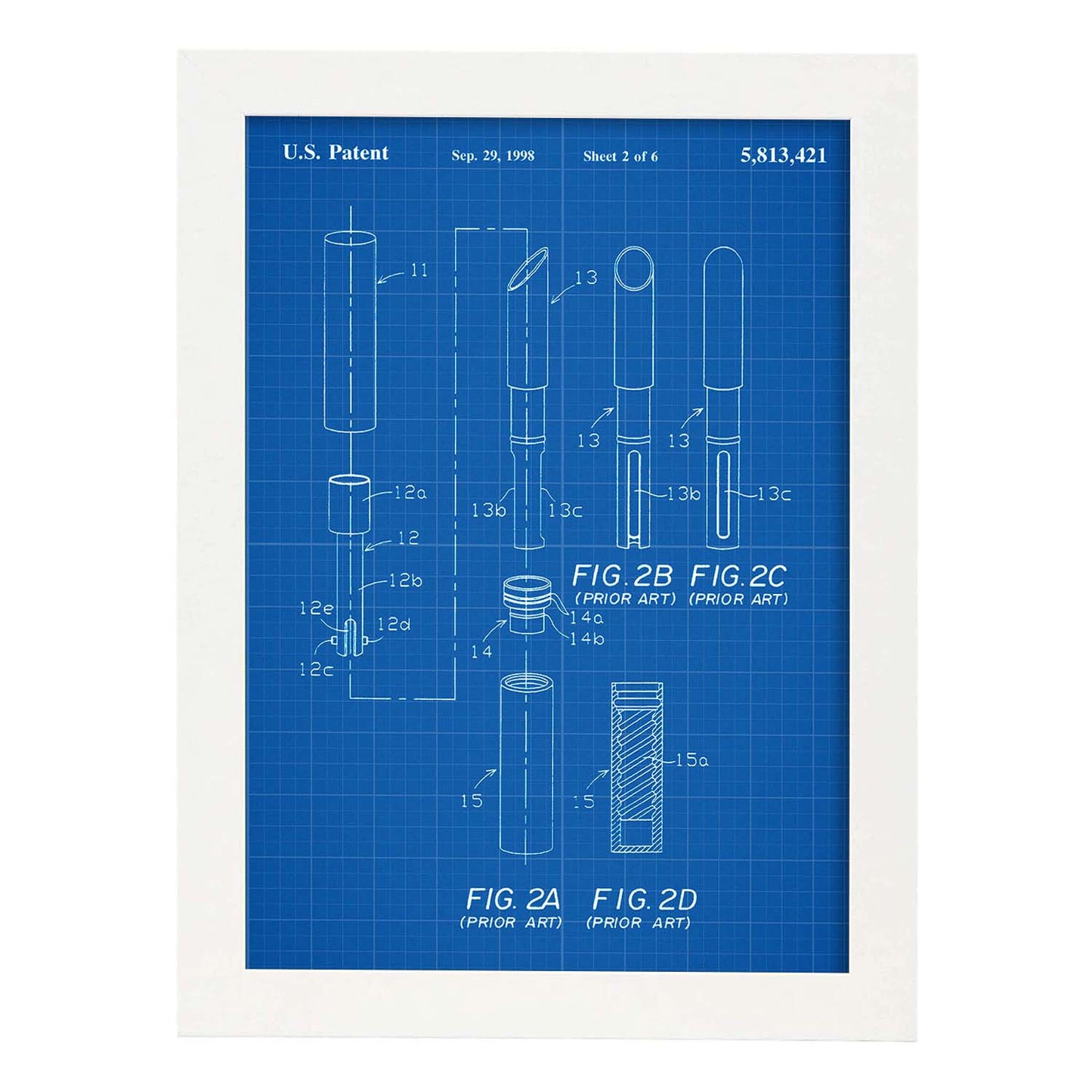 Poster con patente de Pintalabios 2. Lámina con diseño de patente antigua-Artwork-Nacnic-A3-Marco Blanco-Nacnic Estudio SL