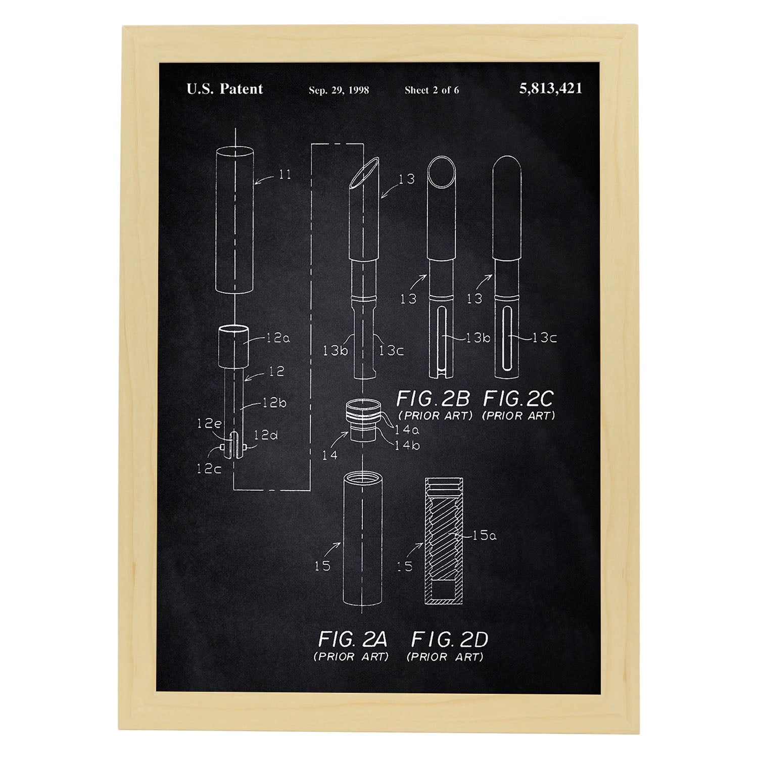 Poster con patente de Pintalabios 2. Lámina con diseño de patente antigua-Artwork-Nacnic-A3-Marco Madera clara-Nacnic Estudio SL