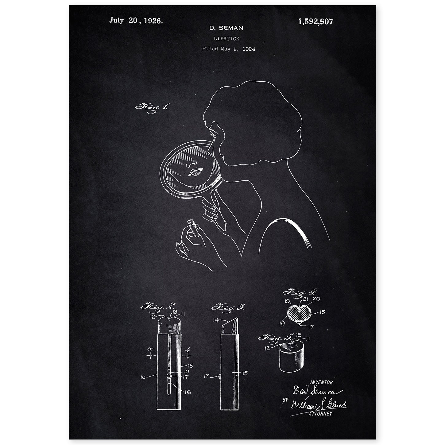 Poster con patente de Pintalabios. Lámina con diseño de patente antigua-Artwork-Nacnic-A4-Sin marco-Nacnic Estudio SL