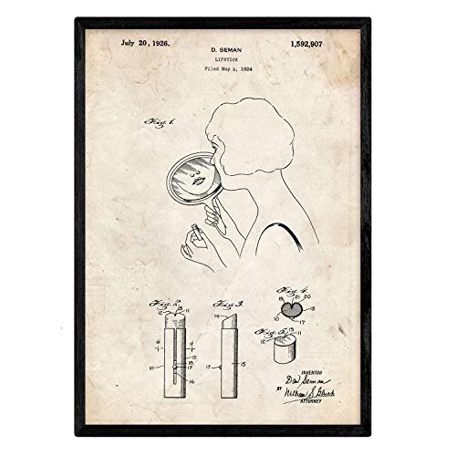 Poster con patente de Pintalabios. Lámina con diseño de patente antigua.-Artwork-Nacnic-Nacnic Estudio SL