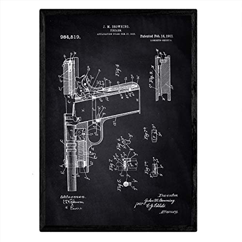 Poster con patente de Pistola. Lámina con diseño de patente antigua-Artwork-Nacnic-Nacnic Estudio SL