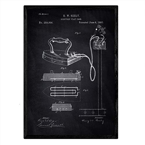 Poster con patente de Plancha electrica. Lámina con diseño de patente antigua-Artwork-Nacnic-Nacnic Estudio SL