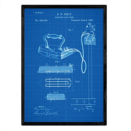 Poster con patente de Plancha electrica. Lámina con diseño de patente antigua-Artwork-Nacnic-Nacnic Estudio SL