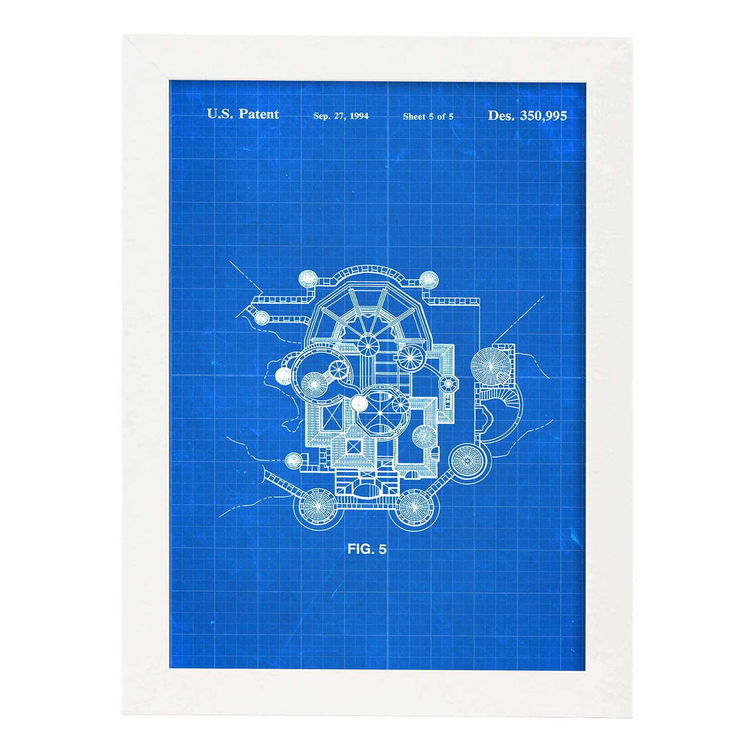 Poster con patente de Planta del castillo Disney. Lámina con diseño de patente antigua-Artwork-Nacnic-A3-Marco Blanco-Nacnic Estudio SL