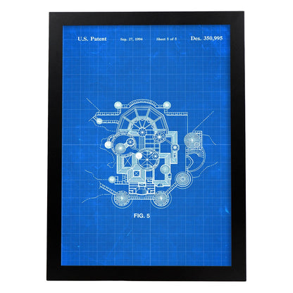 Poster con patente de Planta del castillo Disney. Lámina con diseño de patente antigua-Artwork-Nacnic-A3-Marco Negro-Nacnic Estudio SL