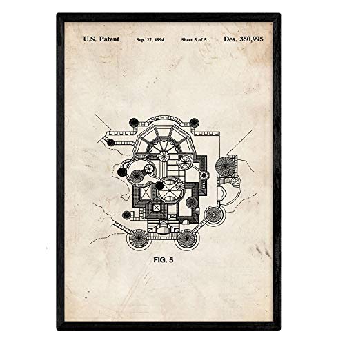 Poster con patente de Planta del castillo Disney. Lámina con diseño de patente antigua.-Artwork-Nacnic-Nacnic Estudio SL