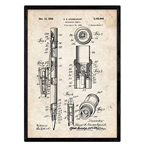 Poster con patente de Portaminas. Lámina con diseño de patente antigua.-Artwork-Nacnic-Nacnic Estudio SL