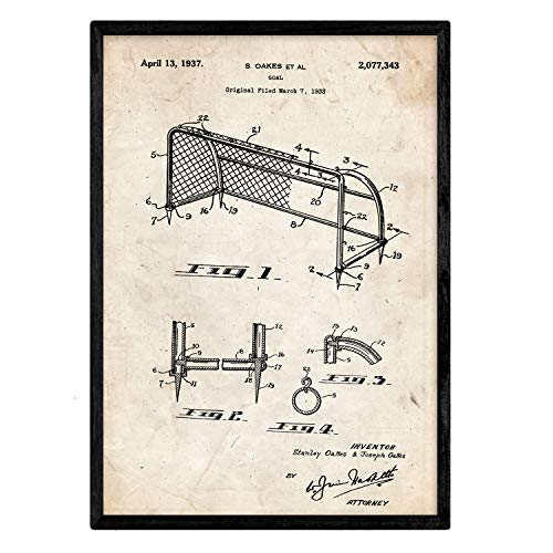 Poster con patente de Porteria de futbol. Lámina con diseño de patente antigua.-Artwork-Nacnic-Nacnic Estudio SL