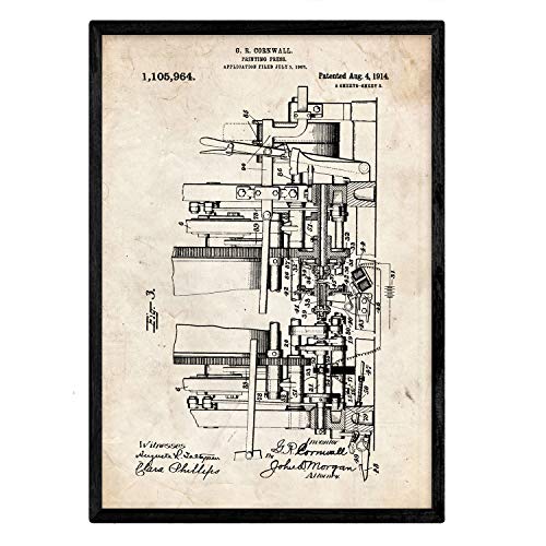 Poster con patente de Prensa de impresion 3. Lámina con diseño de patente antigua.-Artwork-Nacnic-Nacnic Estudio SL