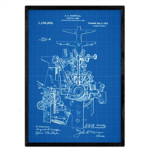 Poster con patente de Prensa de impresion 4. Lámina con diseño de patente antigua-Artwork-Nacnic-Nacnic Estudio SL