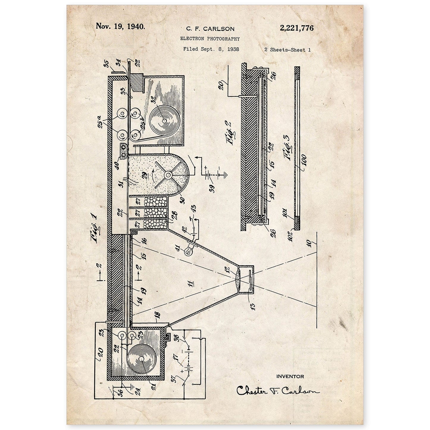 Poster con patente de Prensa de impresion 6. Lámina con diseño de patente antigua.-Artwork-Nacnic-A4-Sin marco-Nacnic Estudio SL