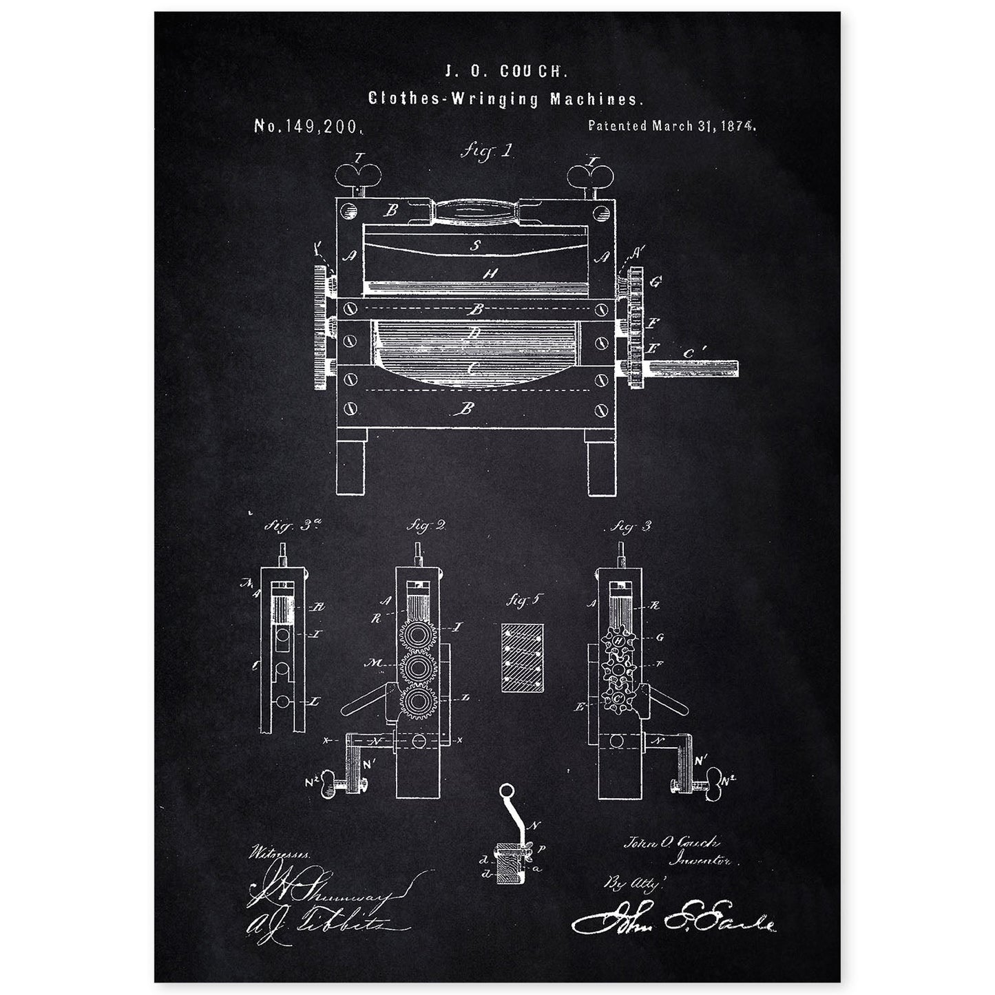 Poster con patente de Prensadora de ropa. Lámina con diseño de patente antigua-Artwork-Nacnic-A4-Sin marco-Nacnic Estudio SL