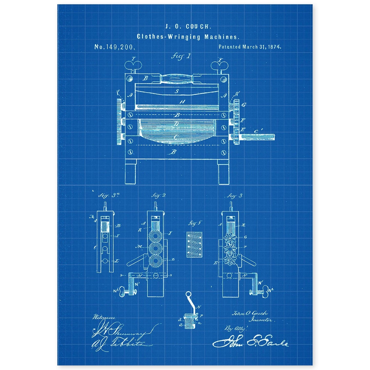 Poster con patente de Prensadora de ropa. Lámina con diseño de patente antigua-Artwork-Nacnic-A4-Sin marco-Nacnic Estudio SL