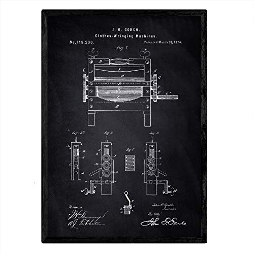 Poster con patente de Prensadora de ropa. Lámina con diseño de patente antigua-Artwork-Nacnic-Nacnic Estudio SL