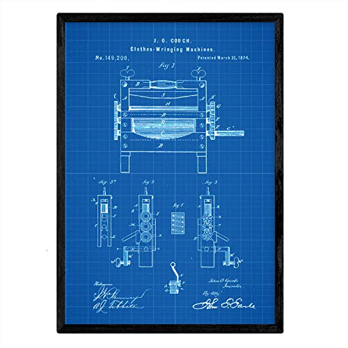 Poster con patente de Prensadora de ropa. Lámina con diseño de patente antigua-Artwork-Nacnic-Nacnic Estudio SL