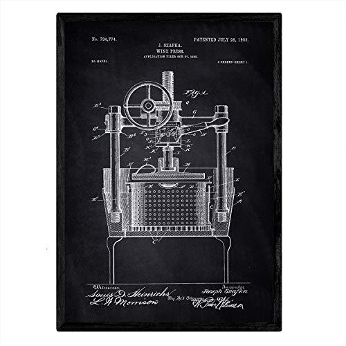 Poster con patente de Prensadora de vino. Lámina con diseño de patente antigua-Artwork-Nacnic-Nacnic Estudio SL