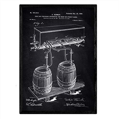 Poster con patente de Presion cerveza. Lámina con diseño de patente antigua-Artwork-Nacnic-Nacnic Estudio SL