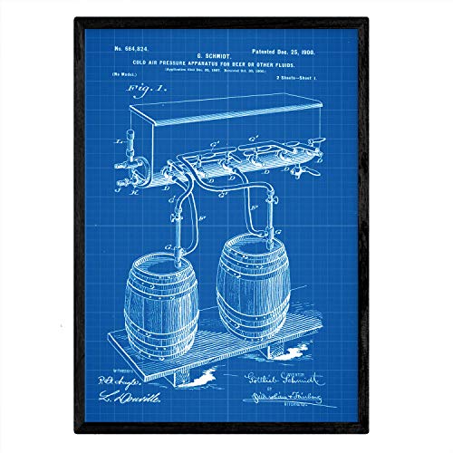 Poster con patente de Presion cerveza. Lámina con diseño de patente antigua-Artwork-Nacnic-Nacnic Estudio SL