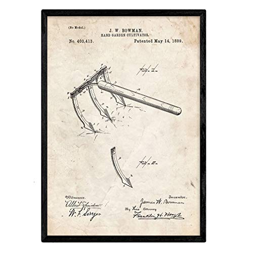 Poster con patente de Rastrillo. Lámina con diseño de patente antigua.-Artwork-Nacnic-Nacnic Estudio SL