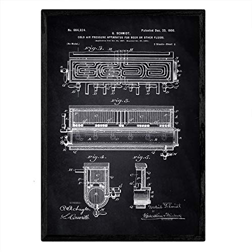 Poster con patente de Refrigerador aire frio. Lámina con diseño de patente antigua-Artwork-Nacnic-Nacnic Estudio SL