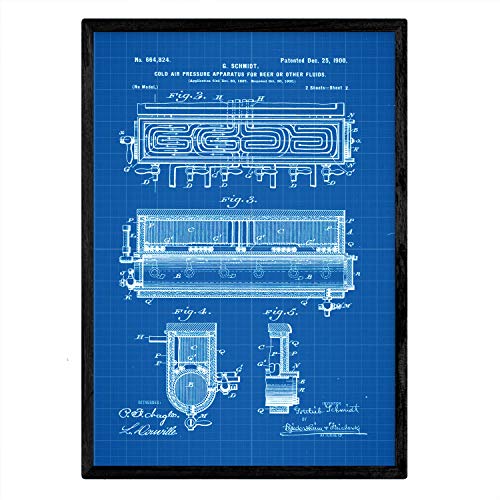Poster con patente de Refrigerador aire frio. Lámina con diseño de patente antigua-Artwork-Nacnic-Nacnic Estudio SL