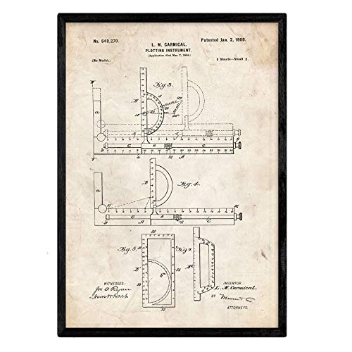 Poster con patente de Regla transportadora. Lámina con diseño de patente antigua.-Artwork-Nacnic-Nacnic Estudio SL
