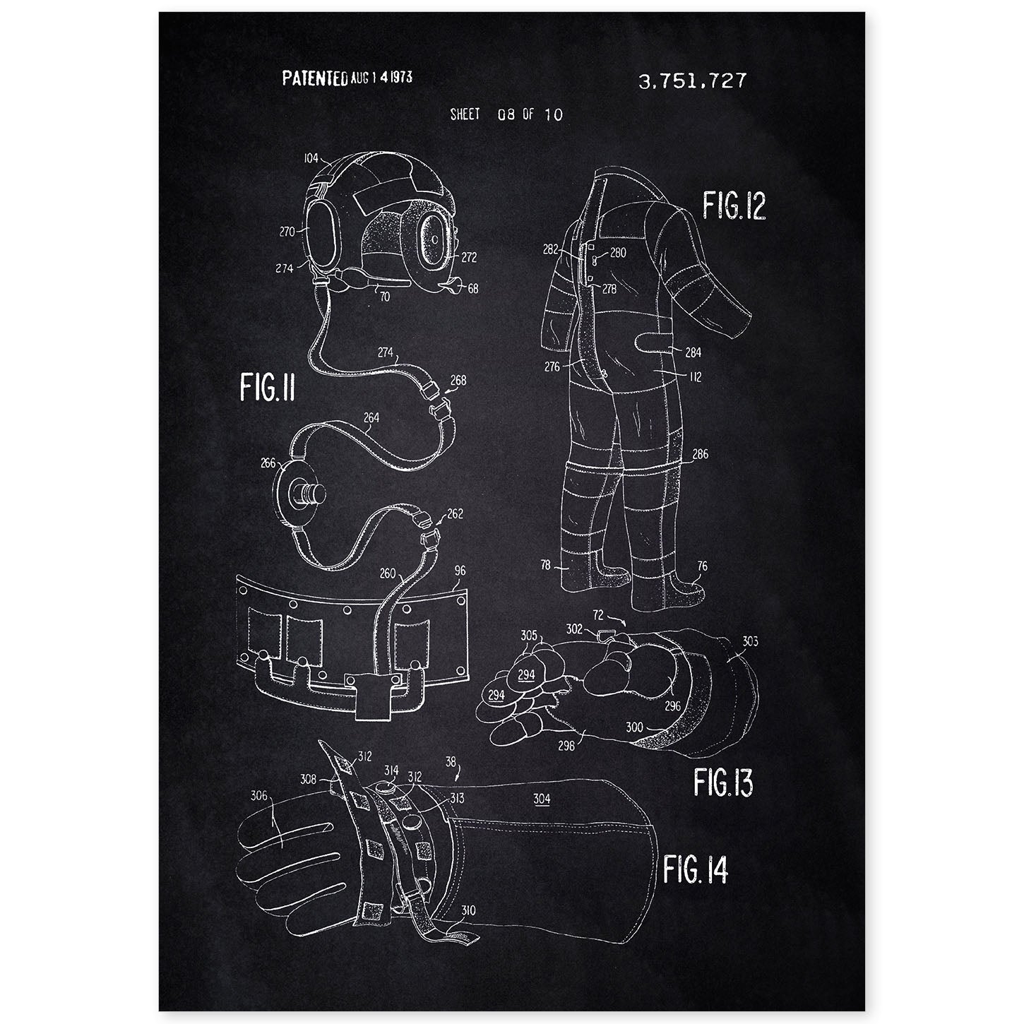 Poster con patente de Ropa astronauta 2. Lámina con diseño de patente antigua-Artwork-Nacnic-A4-Sin marco-Nacnic Estudio SL