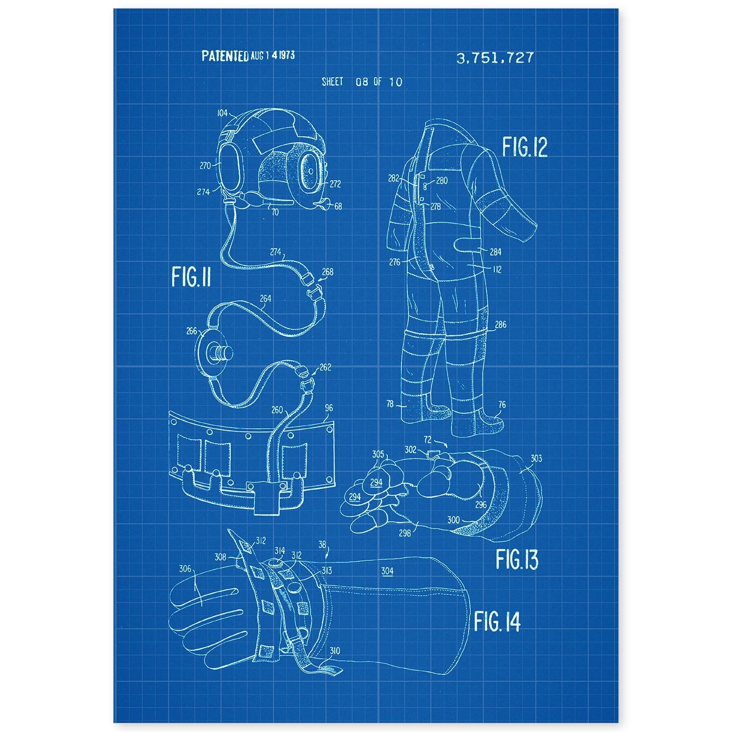 Poster con patente de Ropa astronauta 2. Lámina con diseño de patente antigua-Artwork-Nacnic-A4-Sin marco-Nacnic Estudio SL