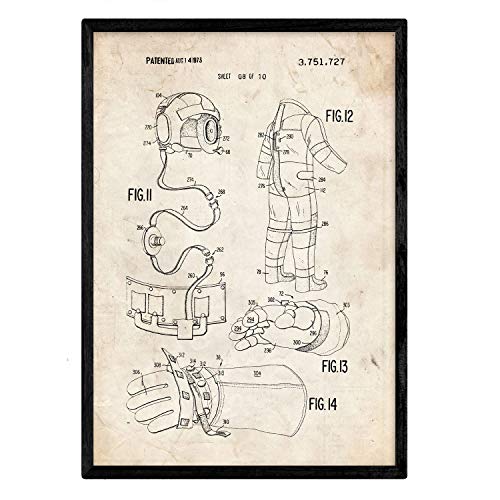 Poster con patente de Ropa astronauta 2. Lámina con diseño de patente antigua.-Artwork-Nacnic-Nacnic Estudio SL